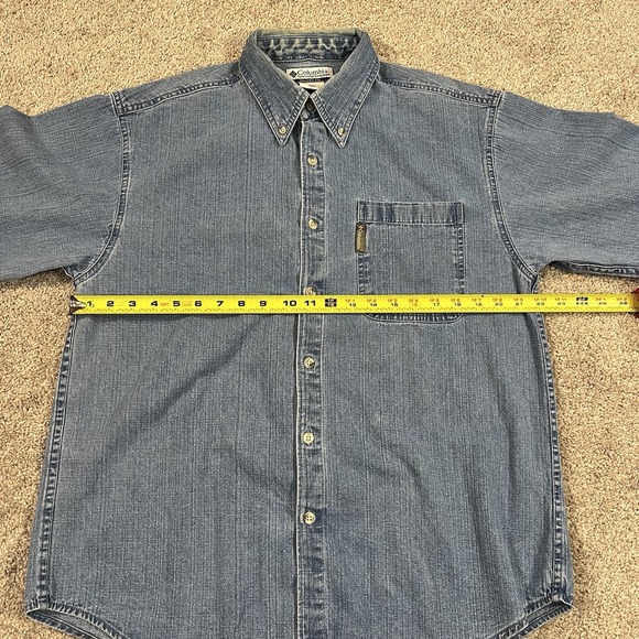 Columbia Shirt M Blue Denim Button Down Cotton Long Sleeve Casual‎ Outdoors Work - Picture 8 of 10